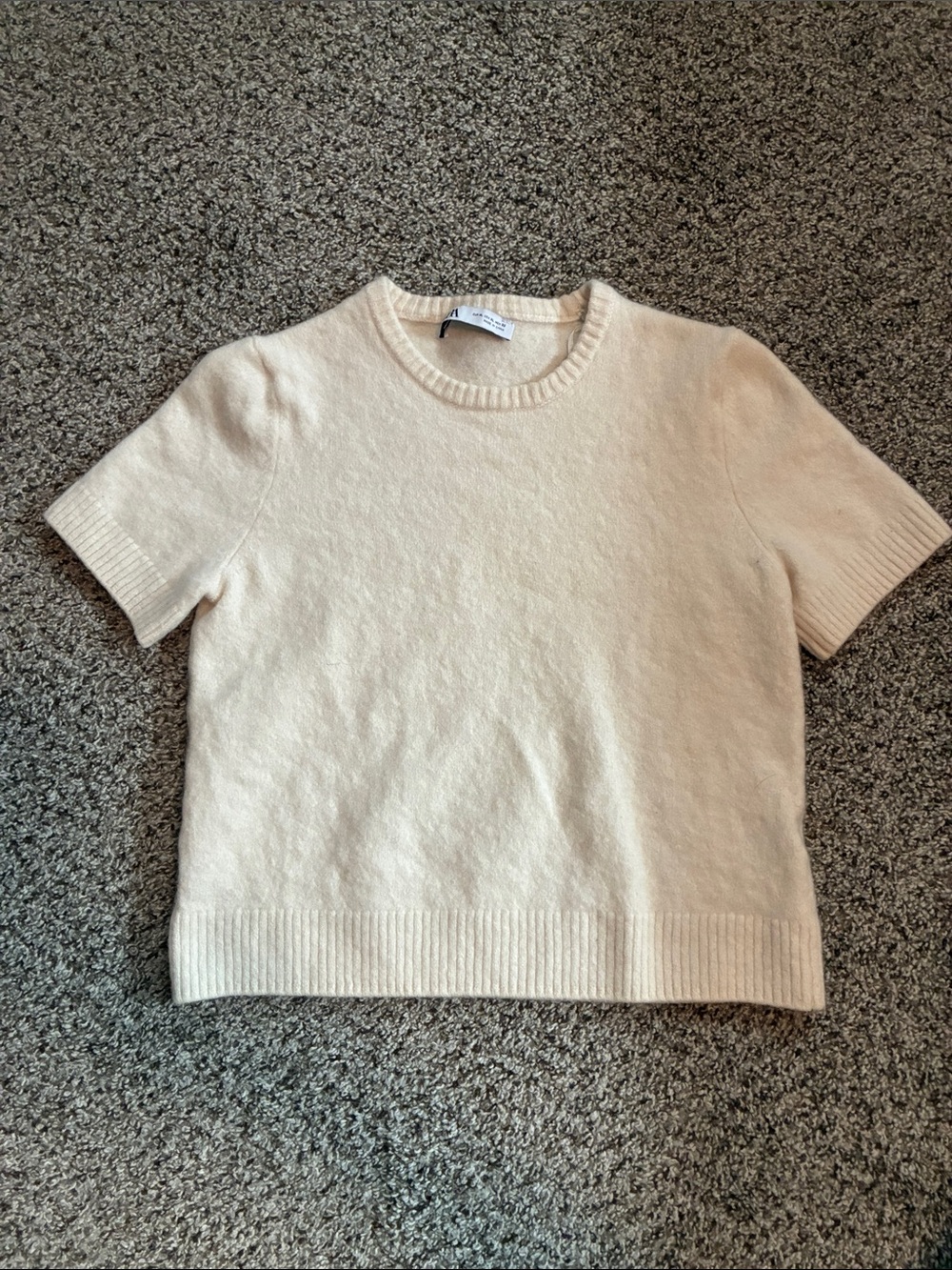 ⭐️ ZARA 100% Wool Cream Short Sleeve Sweater